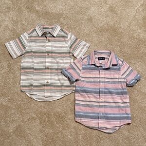 Boys Children's Place Striped Button-Down Shirts. Pink,Gray. Short sleeve